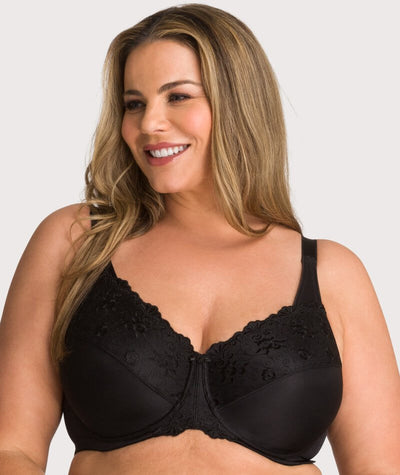 Triumph Embroidered Minimizer Bra - Black - Curvy Bras