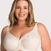 Triumph Embroidered Minimizer Bra White - Curvy Bras