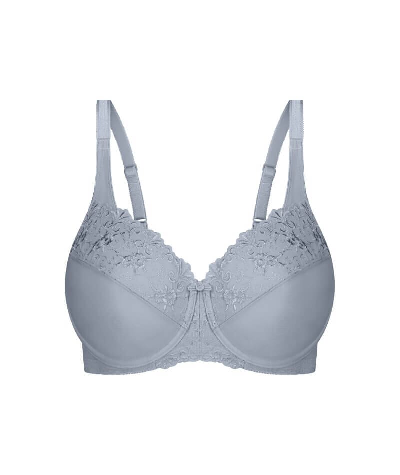 Triumph Embroidered Minimizer Bra - Pearl Grey - Curvy Bras