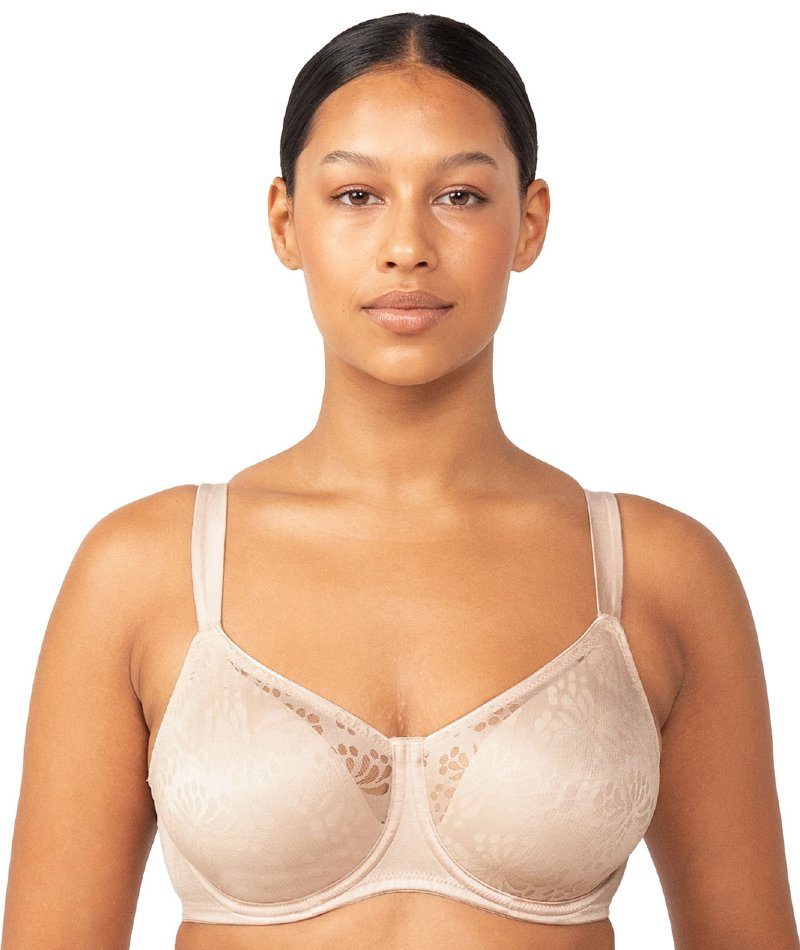 Triumph Lacy Minimizer Bra New Beige Curvy Bras