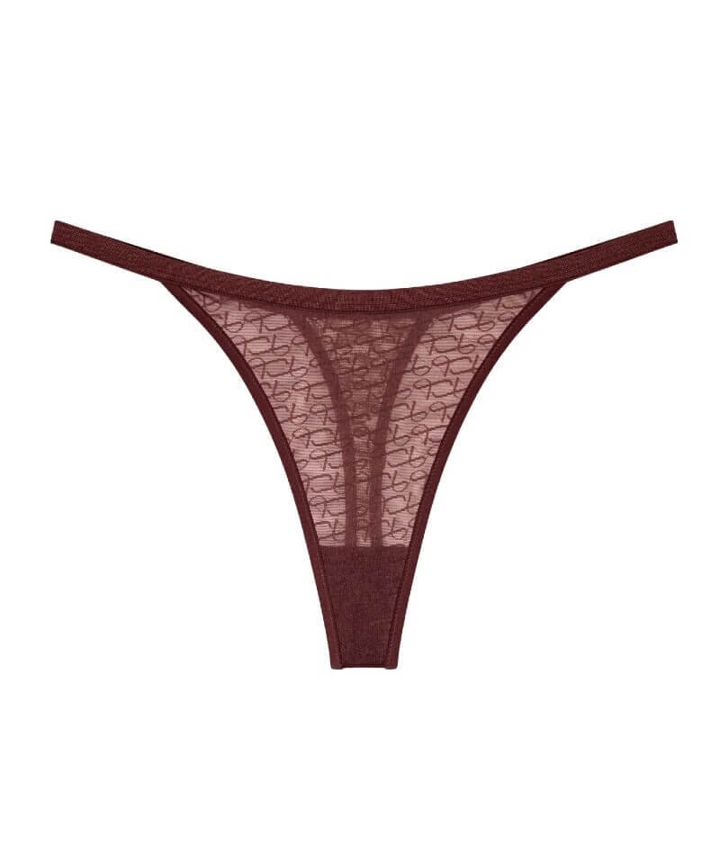 Burgundy aerie lacey thong