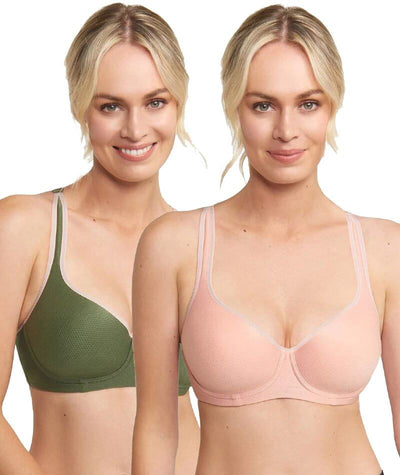 Triumph Triaction Racerback 2 Pack - Pink/Green Bras