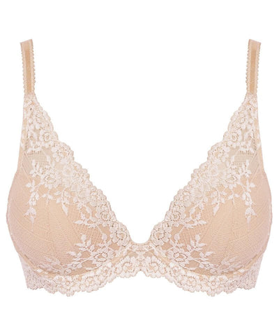 Wacoal Embrace Lace Stretch-lace Plunge Underwired Bra In Nude