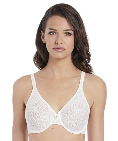 Wacoal Halo Lace Moulded Underwire Bra - Ivory - Curvy Bras